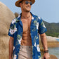 COOFANDY Men's Hawaiian Shirt Short Sleeve Button Up Shirts Summer Linen Shirts