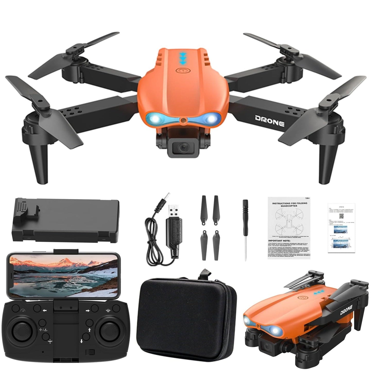 Clearance Deals Mini Drone with Camera 1080P HD FPV - Foldable Best Drone for Kids Adults, Remote Control Quadcopter RC Drone with Carrying Case, One Key Start, Altitude Hold,Headless Mode