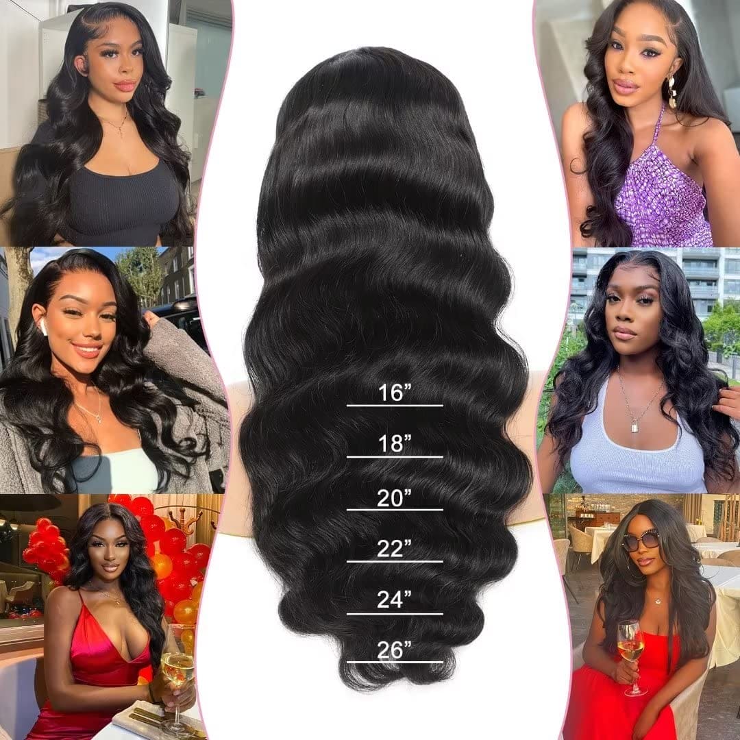 RXY Body Wave 4x4 Natural Color 16 Inch 100% Human Hair Wig for Black Women 180% Density Lace Front Wigs With Baby Hair Pre plucked Natural Hairline