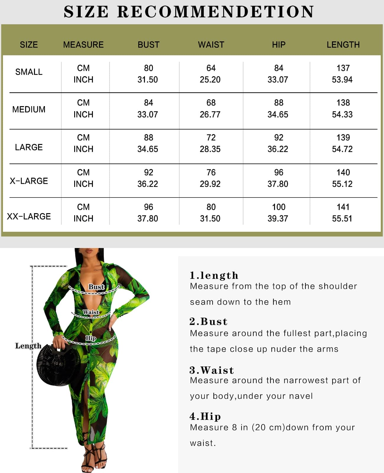 JerXox Sexy Mesh Cover Ups Dress for Women Button Down Beach See Through Long Sleeve Swimwear Tropical Dresses Green Leaf