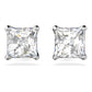 Swarovski Attract stud earrings, Square cut, White, Rhodium plated