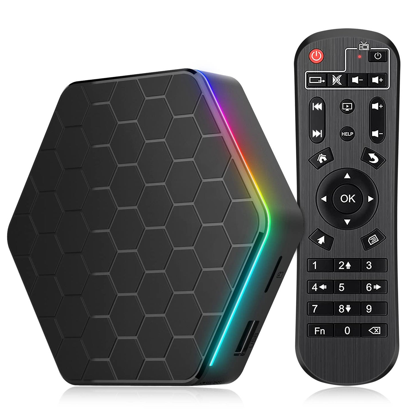 Android 12.0 TV Box, 4GB RAM 32GB ROM Allwinner H618 Quad-Core 64-bit Cortex-A53，Android Box with 2.4GHz/5.0GHz WiFi 10/100M Ethernet, Support H.265/3D/6K Ultra HD/BT 5.0/HDMI 2.0 Smart TV Box