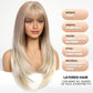 EMMOR Long Ombre Light Mixed Blonde Wigs for Women Straight Synthetic Layered Wig with Fringe(26" Ombre Light Blonde)