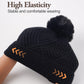 YESWEL Beanie Hats for Women,Warm Winter Hats,Bobble Knitted Hats Thermal Layer Fleece Lined with Detachable Pom Pom for Outdoor Skiing (Black)