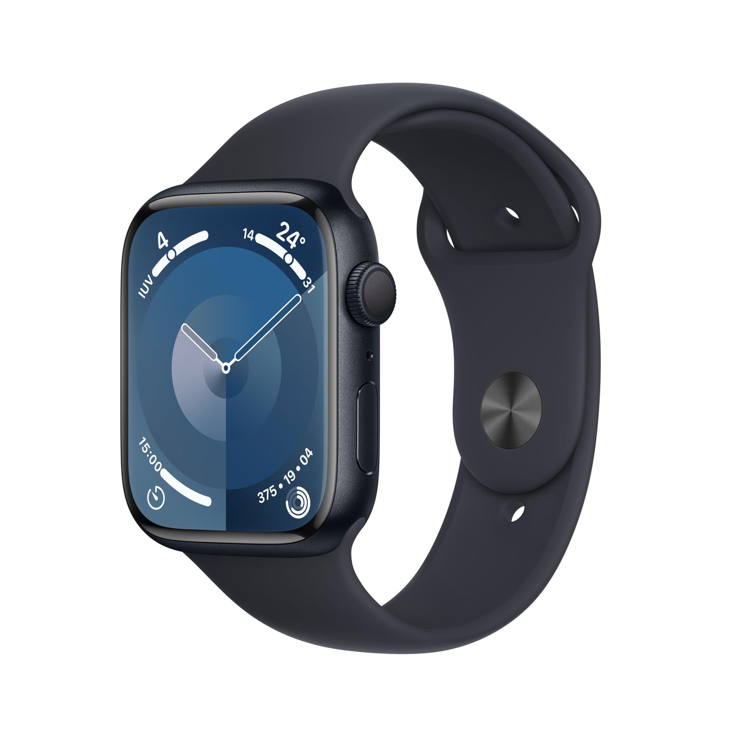 Apple Watch Series 9 (GPS, 45MM) - Midnight Aluminum Case with Midnight Sport Band, M/L (Renewed)