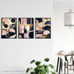 Artery8 Set of 3 A4 Abstract Boho Art Deco Paintings Gold Pink Navy Blue Geometric Shapes and Patterns Unframed Wall Art Living Room Poster Prints Pack