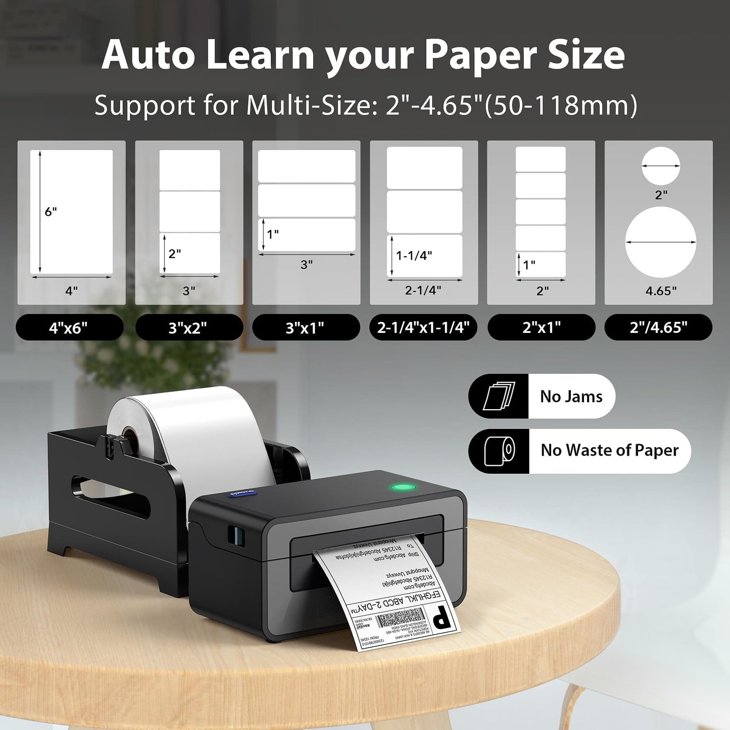 POLONO Thermal Label Printer, 4x6 Shippping Label Printer for Shipping Packages, Commercial Thermal Label Maker, Compatible with Amazon, Ebay, Etsy, Shopify, FedEx, etc, Support Windows and Mac (Gray)