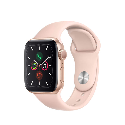 Apple Watch Series 5 (GPS, 40mm) - Gold Aluminium Case with Pink Sand Sport Band (Renewed)