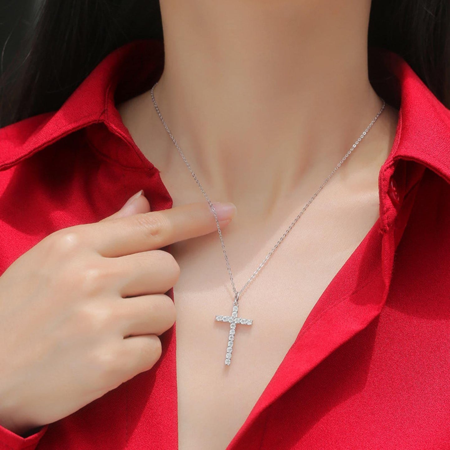 Women'S Sterling Silver Necklaces, Cut Moissanite Necklaces, Cross Pendants, Classic Jewelry Necklaces For Men And Women, One Size, Sterling Silver, precious gem