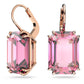 Swarovski Millenia Drop Earrings, Pink Octagon Cut Crystals in a Rose Gold Tone Plated Setting, from the Millenia Collection