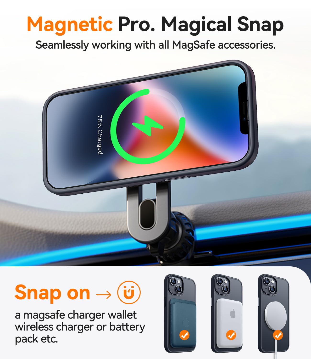 CANSHN for iPhone 14 Case/iPhone 13 Case, Compatible with MagSafe, Translucent Matte Back Slim Shockproof Phone Cover, Black