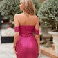 Kate Kasin Sequined Mini Dresses for Women UK Prom Party Bodycon Sequin Dress for Party Prom Dress Wine Red