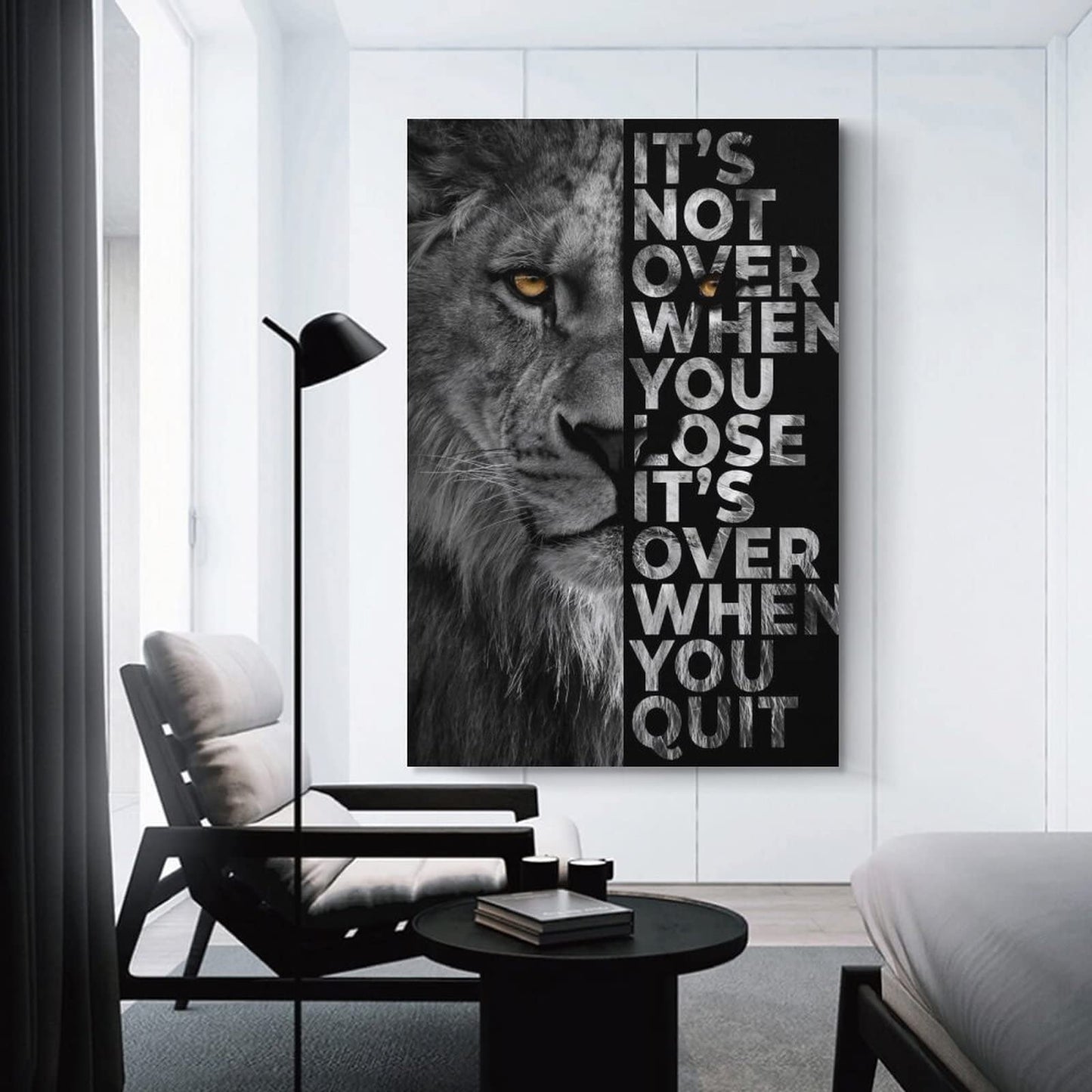 Lion Posters Inspirational Poster Decorative Paintings Canvas Wall Posters African Black Black and White Lion Animal Picture Bedroom Decor Posters 12x18inch(30x45cm)