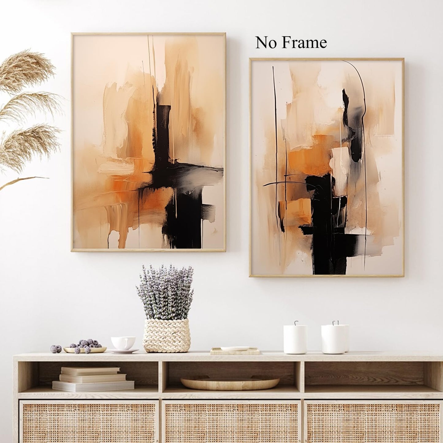 Black and Brown Abstract Wall Art Terracotta Wall Prints Modern Brown Paintings Tan Abstract Wall Art Black and Beige Pictures Modern Watercolor Artwork Brown Abstract Canvas Wall Art 16x24inx2 No