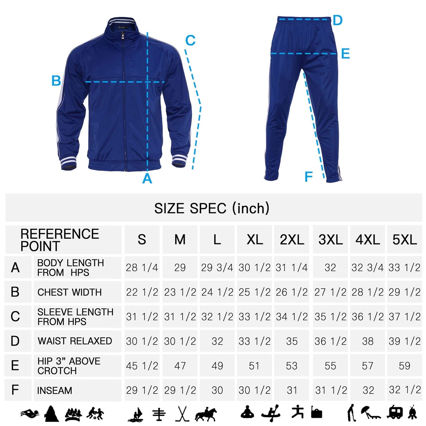 Nothinchan Men's Tracksuits 2 Piece Casual Athletic Set Full Zip Sweatsuits Workout Activewear Long Sleeve Running Jogging Suits Set(Royal Blue,5XL)