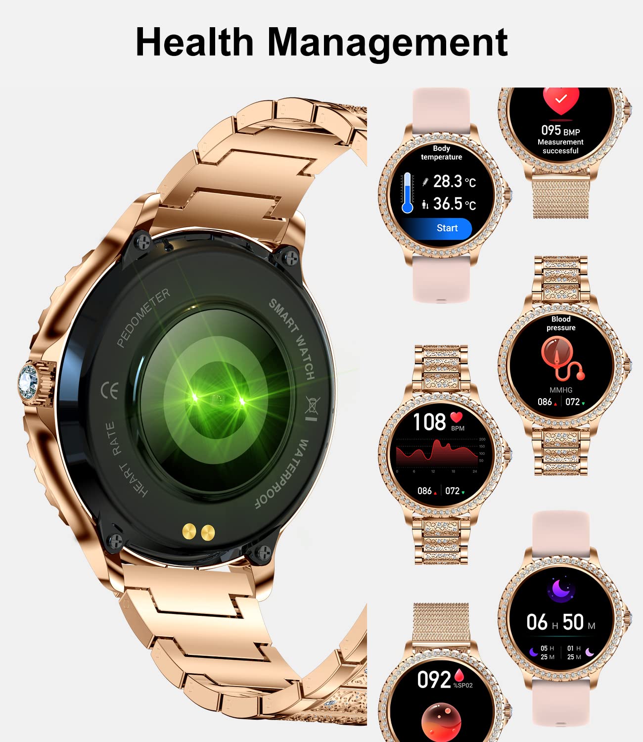 LIGE Smart Watch for Women, Bluetooth Call 1.32" Ladies Fitness Watch with Blood Pressure/Oxygen/Heart Rate Monitor Pedometer, IP67 Waterproof Sports Smartwatch Compatible for Android iOS Phones