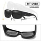 DUCO POLARISED OVERGLASSES Wraparound Fit Over Glasses for Myopia 8956 (Black Frame Gray Lens)