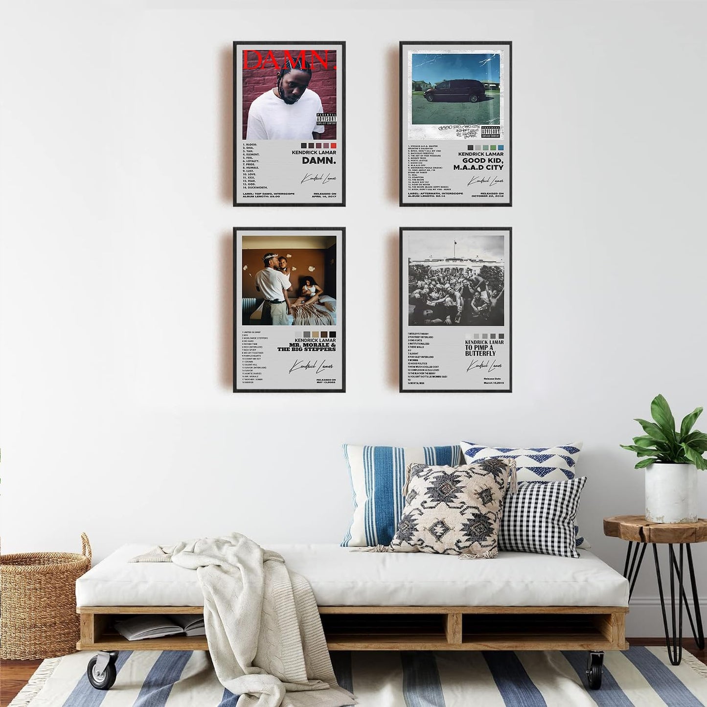 kendrick Lamar Posters Rapper Music Signed Limited Posters Album Cover Posters Canvas Wall Art Prints Set of 4 for Room Aesthetic Posters Bedroom Music Classroom Wall Decor Art 8x12 inch Unframed