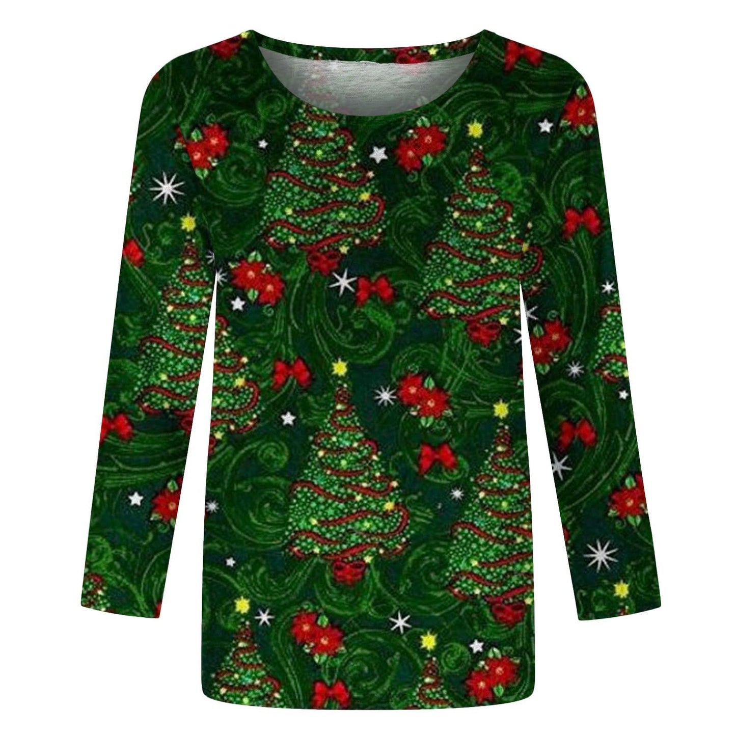 AMhomely Christmas T Shirts for Women UK Clearance Ladies Tops Fall Casual 3/4 Sleeve Loose Shirts Crewneck Xmas Tree Snowflake Elk Print Cute Blouse Graphic Tees Tunic Dressy Trendy Clothes