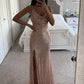 PAVERJER Sequin Prom Dresses for Teens 2024 Mermaid Formal Dress Long Cowl Neck Evening Party Gown with Slit Red Size 8