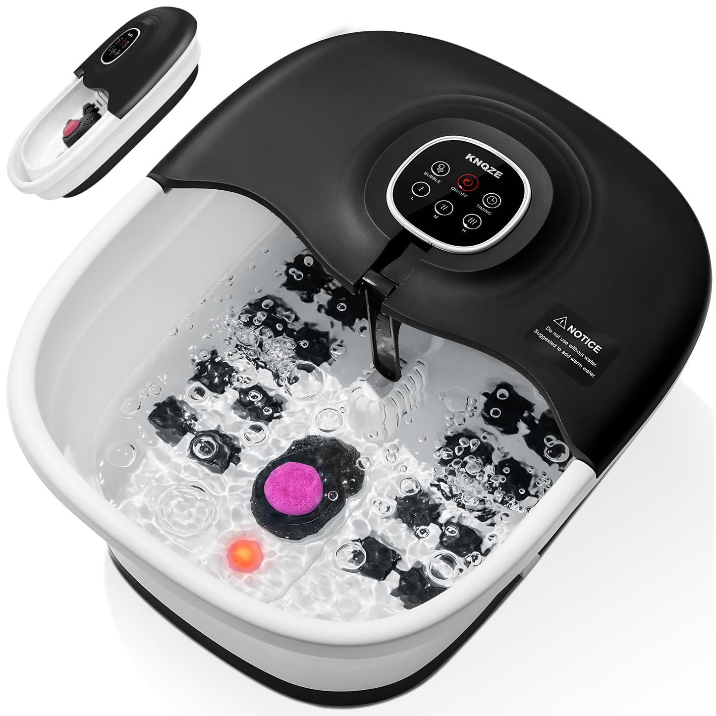 Foot Bath Spa with Heat and Massage and Jets, 16 Massage Rollers & Bubble, Electric Foot Bath Massager with Pumice Stone, Collapsible Pedicure Foot Soaker Tub Home Basin for Tired Feet, Remote Control