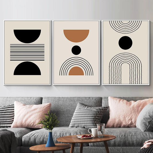 PYNVDD Canvas Poster, Modern Minimalist Abstract Wall Art, Bohemian Poster Set, Geometric Wall Decoration, No Frame (Picture, 9.70 x 100 cm x 3)