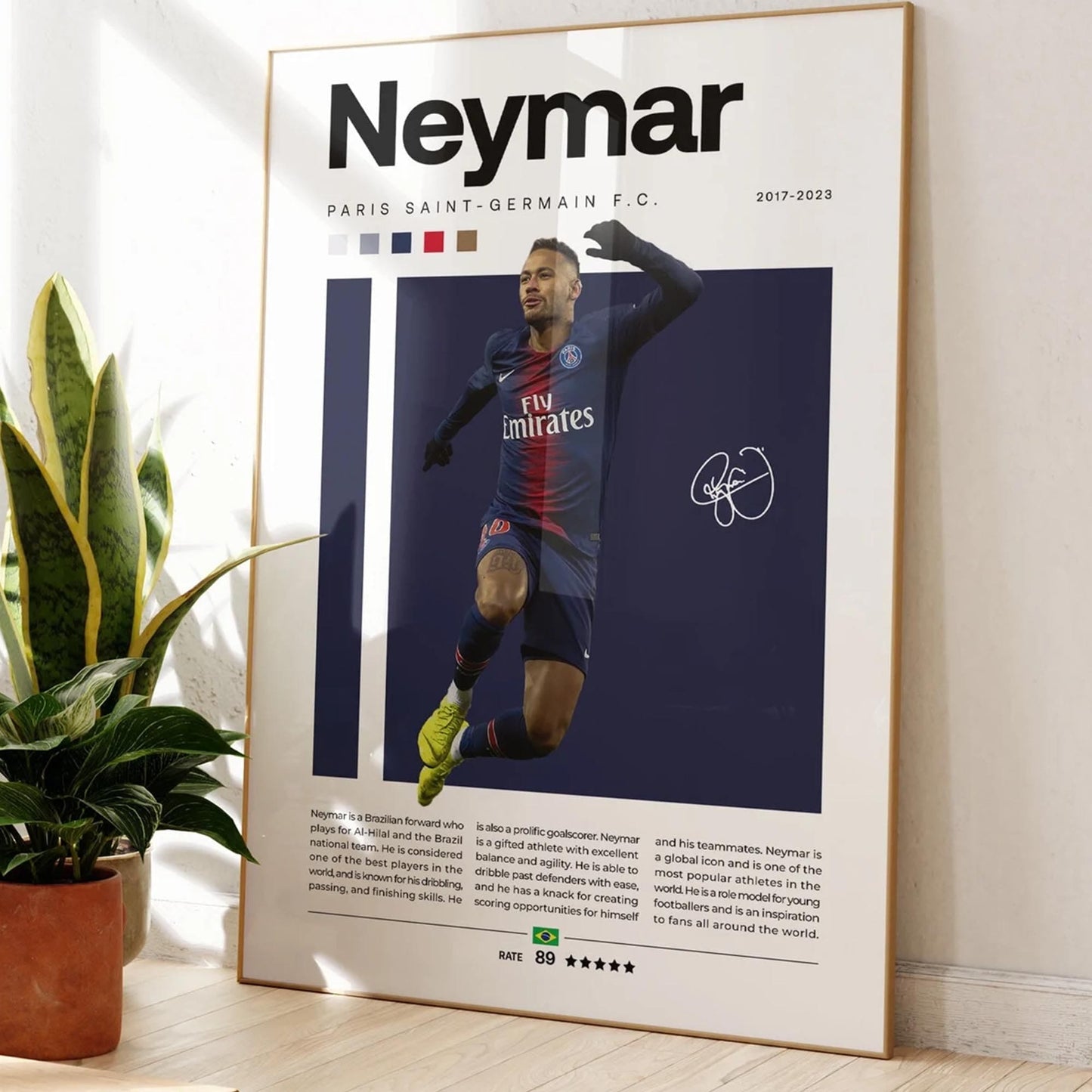 Neymar Ronaldo Messi Griezmann Bellingham Haaland Poster Bundler, Soccer Art Print, Football Poster, Set of 6 (A4-21 x 29.7cm)