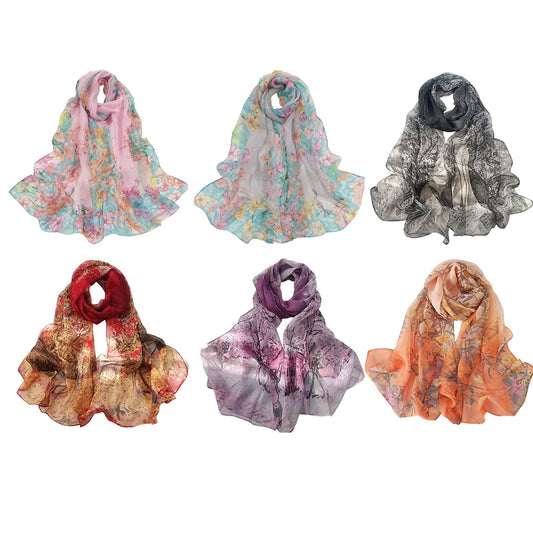 FAIRYGATE Scarves for Women UK Ladies Scarfs Gifts Large Floral Flower Print Lightweight Soft Touch Rectangle Chiffon Scarf Women 64009