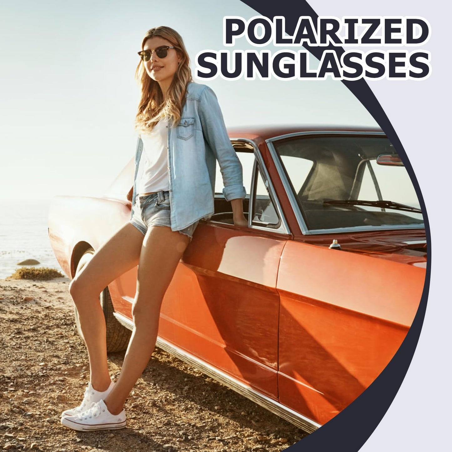 Polarized Sunglasses for Women, UV400 Protection, Stylish Metal Decorated Ultra-Light Cat-Eye Sunglasses, Black, HD Vision, Glare Blocking, Anti-UV Ladies Eyewear