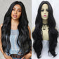 Xiweiya 1b# Black Lace Front Wig Black Natural Wavy Synthetic Lace Front Wig Heat Resistant Fiber Hair Natural Hairline Glueless Soft Wig High Density Half Hand Tied Wig for Women 24inch