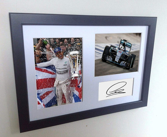 Signed Lewis Hamilton 2015 F1 CHAMPIONSHIP CELEBRATION Autographed Photograph Photo Picture Frame Memorabilia Motor Sport A4