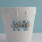 Blossom Flower Handmade Earrings (Speckled Blue, sterling-silver)