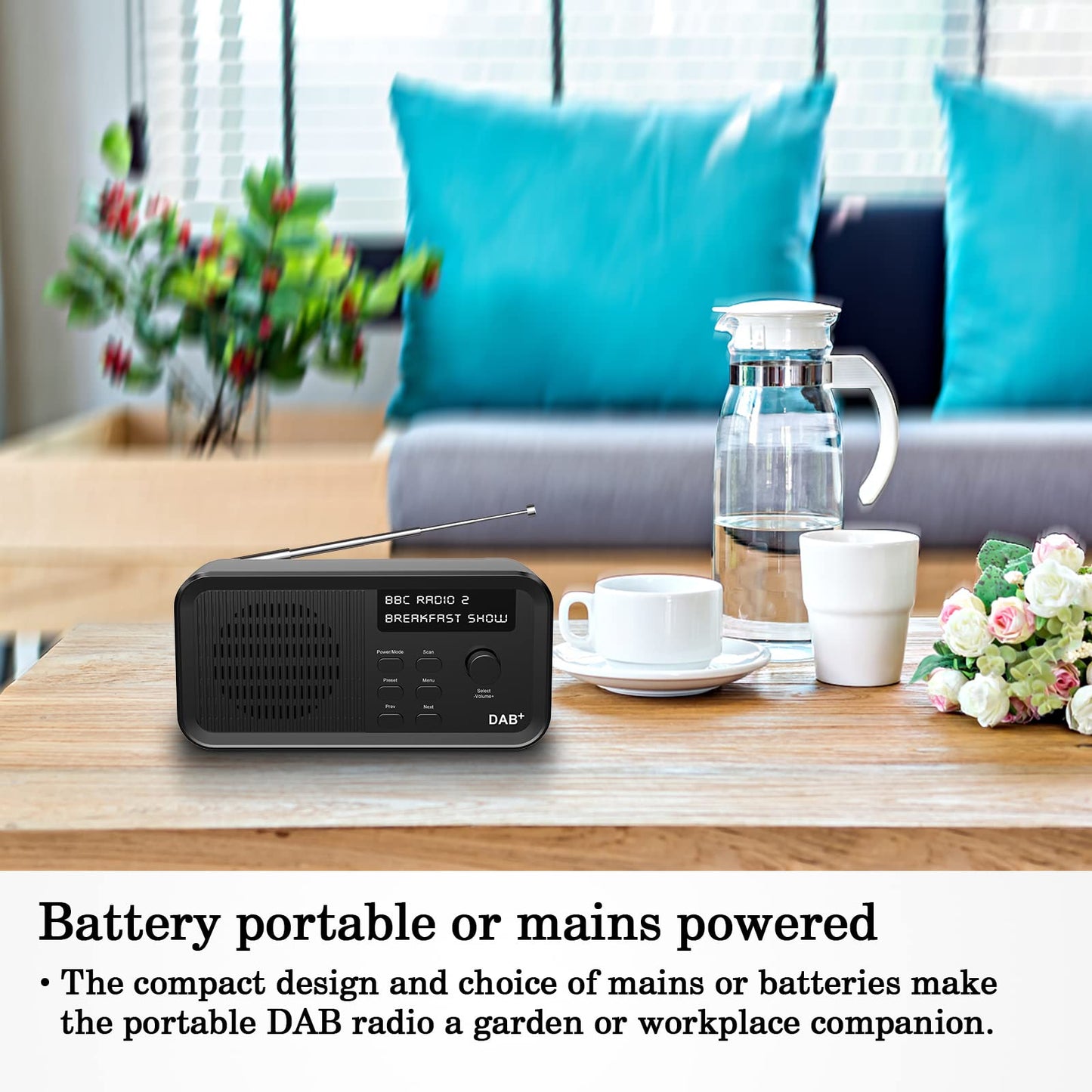 Pinci DAB/DAB+ Digital Radio & FM Radio, Portable Digital Radio with USB Rechargeable 15 Hours Playback,10 Preset Stations,Headphone Jack,LCD Display For living room, study, kitchen, garden, travel