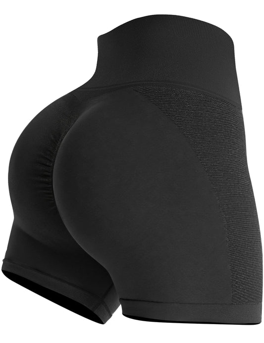 Black Gym Shorts Women, Seamless Scrunch Butt Booty Lifting Workout Shorts, High-Waisted Stretchy Yoga Leggings Athletic Shorts Pants for Squat Proof Contour Fitness Muscle Sport Running Biker Active