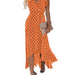 GRECERELLE Womens Summer Maxi Dress Boho Floral Cocktail Polka Dot Wrap Dresses V Neck Casual Party Bohemian Flowy Long Dress for Ladies (Polka Dots-Orange, L)