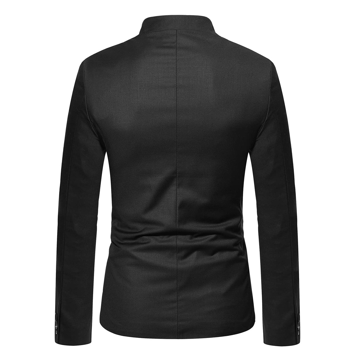 Mens Blazer Jacket Plain Button Down Chinese Collar Grandad Suit Jacket Slim Fit Solid Suits Blazers Casual Smart Black Coats UK Sale Clearance Plus Size M-5XL