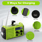 Solar Hand Crank Radio, 5-Way Powered AM/FM/SW Emergency Radio for Outdoor with 5000 mAh Capacity Battery, Portable Radio with USB Charger, LED Flashlight, Reading Lamp, SOS Alarm and Compass Green