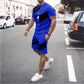 NQyIOS Men's Polo Track Suit Sets Short Sleeve Casual Button Down Hippie T-Shirts Shorts Sets Summer Fashion Beach Outfits Plus Size Summer Outfits Lounge Set Sales Clearance Blue