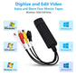 USB Audio Video Converter, VHS to Digital Converter, Video Capture Card Digitize from Analog Video VCR VHS DVD, for Windows 7 8 10