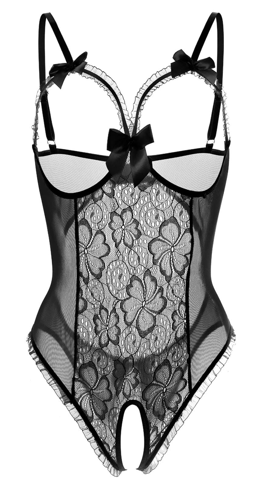 AIBINGGE Lingerie for Women One-Piece Teddy Lingerie Sexy Bodysuit Lace Nightie S-3XL(Black,L)