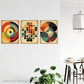 Artery8 Set of 3 A4 Bauhaus Mid Century Modern Abstract Geometric Concentric Circles Aesthetic Unframed Wall Art Living Room Poster Prints Pack