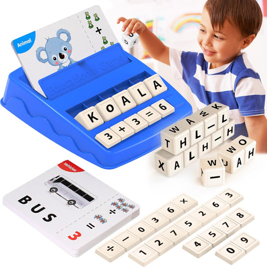 DEGIDEGI Educational Toys for Kids Ages 3-8, Matching Letter Spelling Game ABC Learning, Easter Children’s Day Halloween Xmas Birthday Party Gifts for 3 4 5 6 7 8 Year Olds Boys and Girls Navy Blue