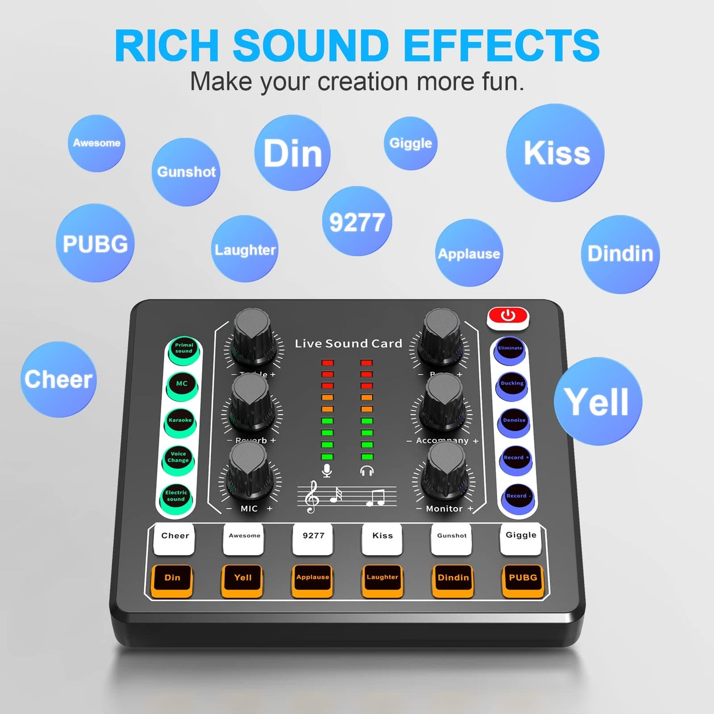 Audio Mixer,Audio Interface with DJ Mixer Live Sound Card Effects and Voice Changer,podcast equipment bundle Stereo DJ Studio Streaming, Prefect for live Streaming/Podcasting/Gaming