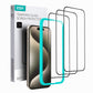 ESR 3 Pack for iPhone 15 Pro Screen Protector, 3 Black Edge Tempered-Glass Film with Easy Installation Tool, 2.5D Curved Edges, Full-Coverage Military-Grade Protection, Scratch Resistant