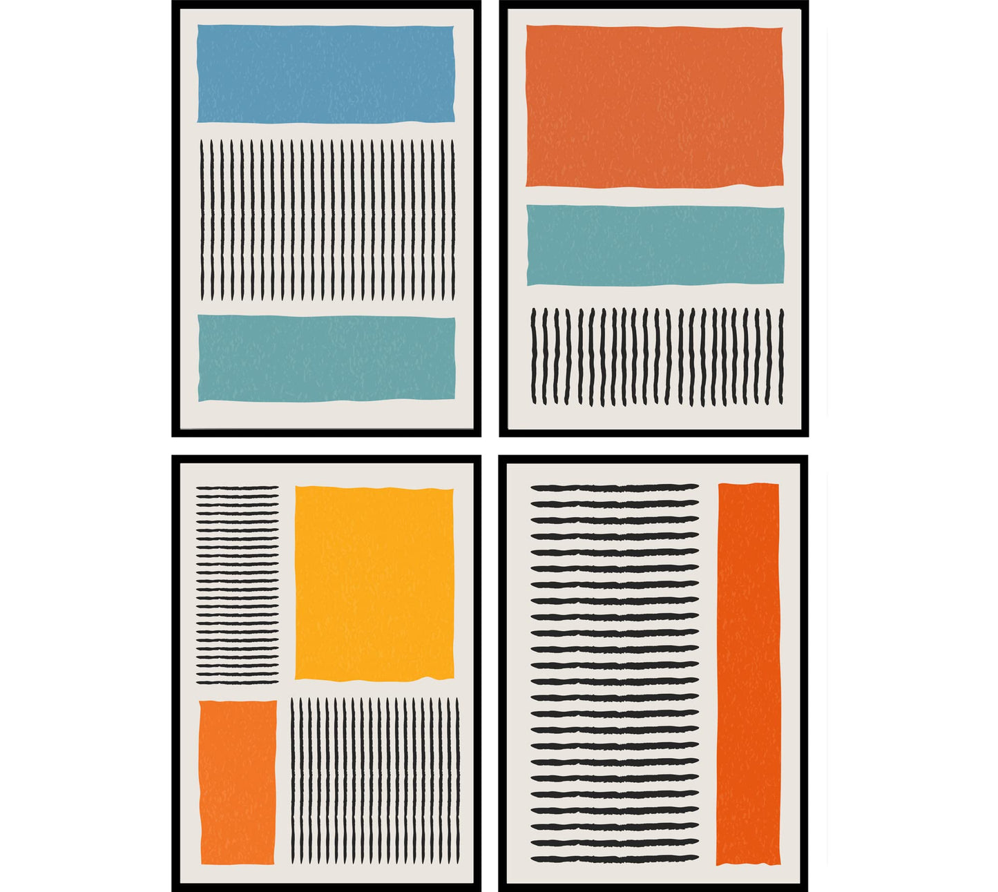 Wood Sage Prints Modern Abstract Wall Art A4 Prints - Set of 4 - Unframed