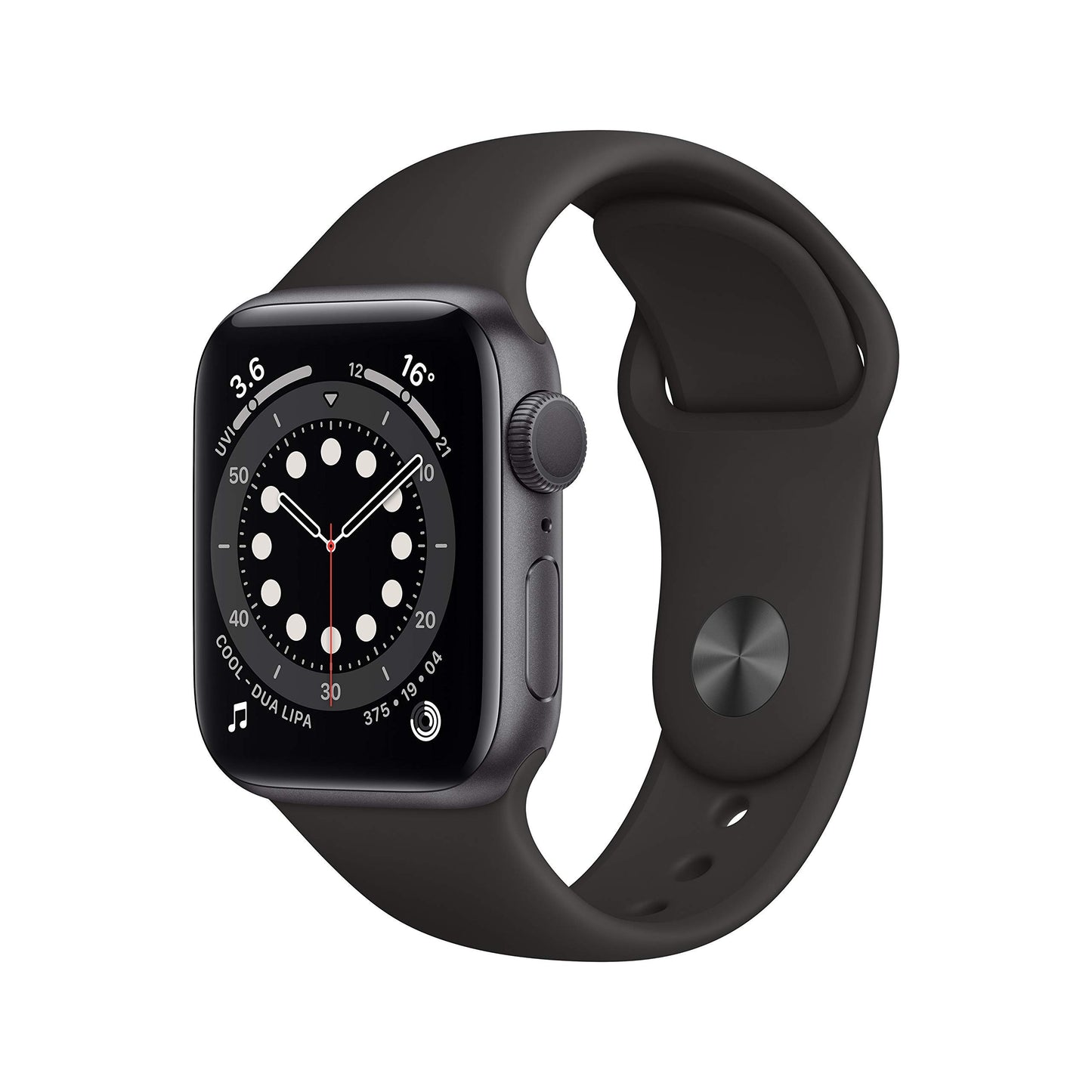 Apple Watch Series 6 (GPS, 40mm) Space Grey Aluminium Case with Black Sport Band (Renewed)