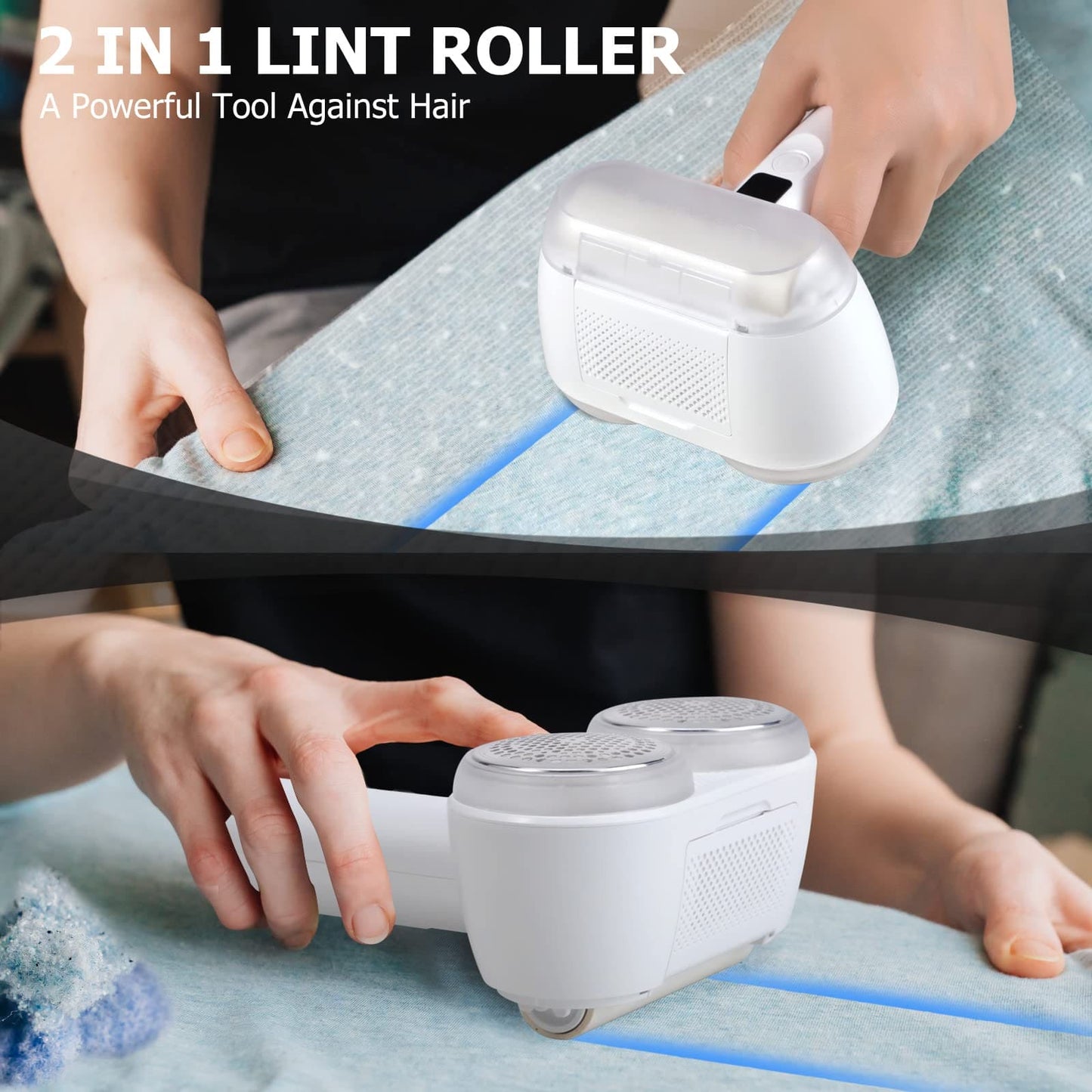 Electric Lint Remover Rechargeable, Fabric Shaver W/Roller to Remove Pill, Sweater Defuzzer and Clothes Depiller, for Clothing Fuzz, Lint Balls, Couch Pilling. (White)