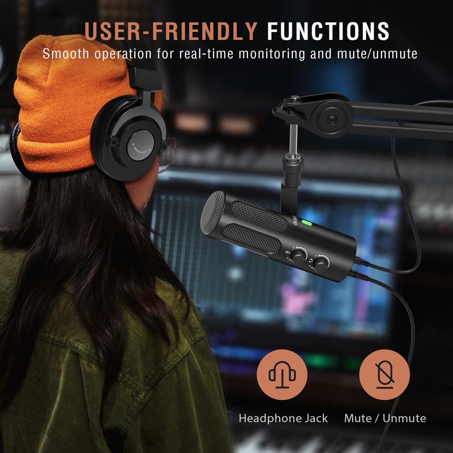 FIFINE XLR/USB Microphone Podcast, Studio Dynamic Microphone for Streaming, USB Recording Microphone XLR, PC Mic All Metal with Mute Button, Headphone Jack, for Vocal Voice Over-AmpliTank Tank3