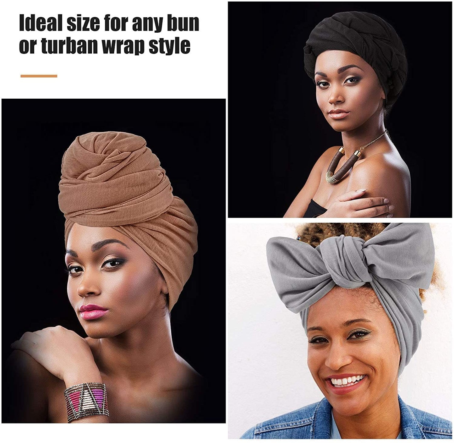 Head Wraps for Black Women Stretch Jersey Turban Head Wrap Knit Headwraps Extra Long Hair Scarf African Hair Wraps for Women