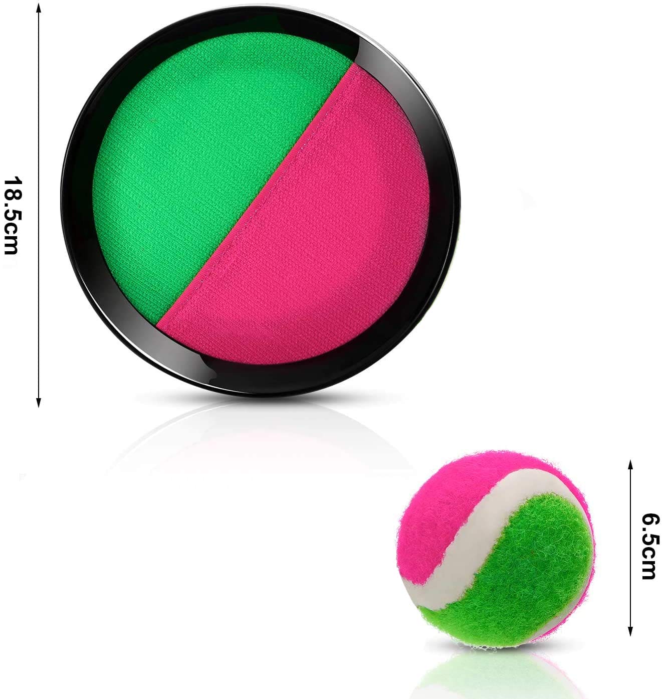 Toss and Catch Ball Set with Two Velcro Paddle Discs and Tennis Ball, Fun Outdoors Garden & Beach Toy Game for the Whole Family, Develops Hand-eye Coordination (Beach Catch It Game, 1 Set)